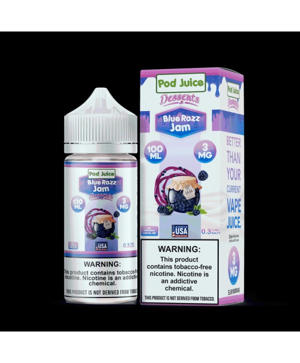 Pod Juice Desserts Blue Razz Jam TF 100ml Vape Juice