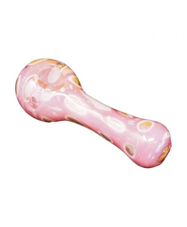 Pink Multi-Designed Handmade Glass Spoon Pipe