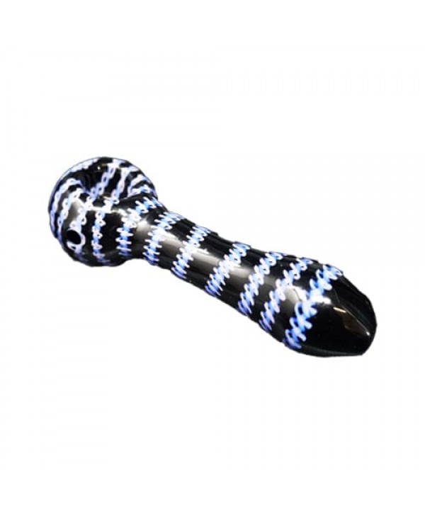 Handmade Glass Hand Pipe w- Stitching Accents